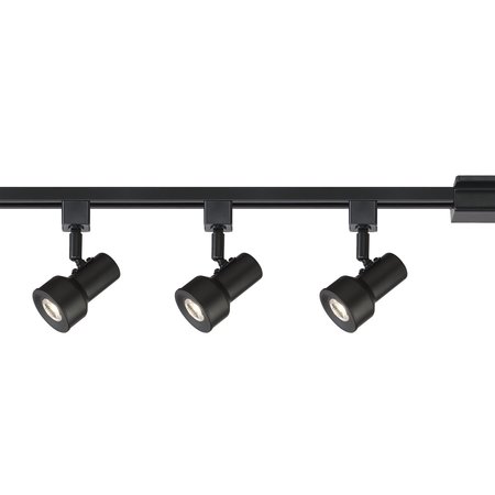DESIGNERS FOUNTAIN 3.5 ft Solid Black Integrated LED Track Lighting Kit with 3-Small Step Cylinder LED Track Lights EVT1042D3A-05